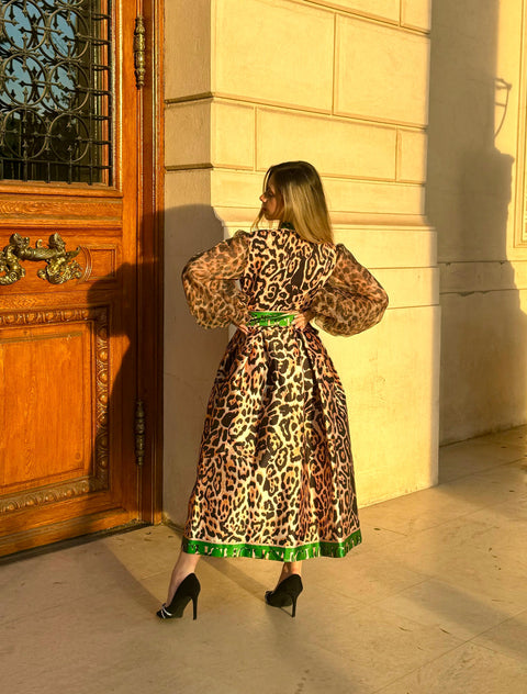 Rochie tip kimono cu imprimeu leopard