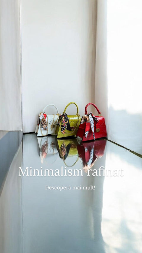 Geantă roșie din piele naturală croco, cu eșarfă decorativă – fabricată în Italia