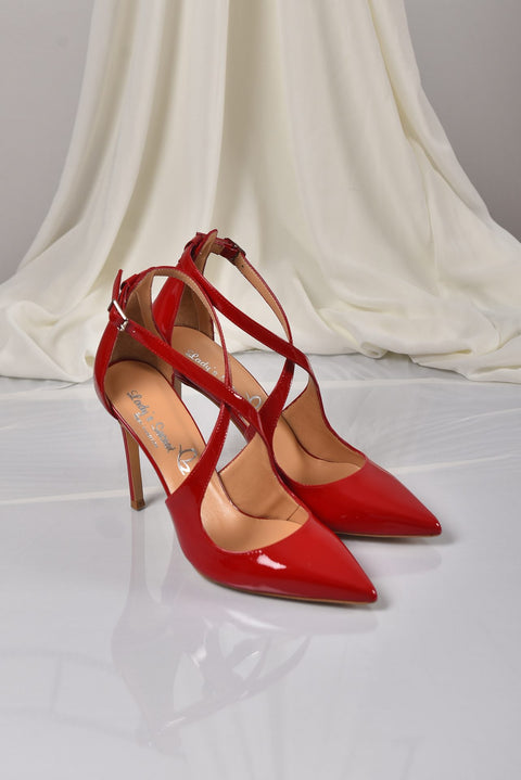 Pantofi Stiletto Roșu Lăcuit