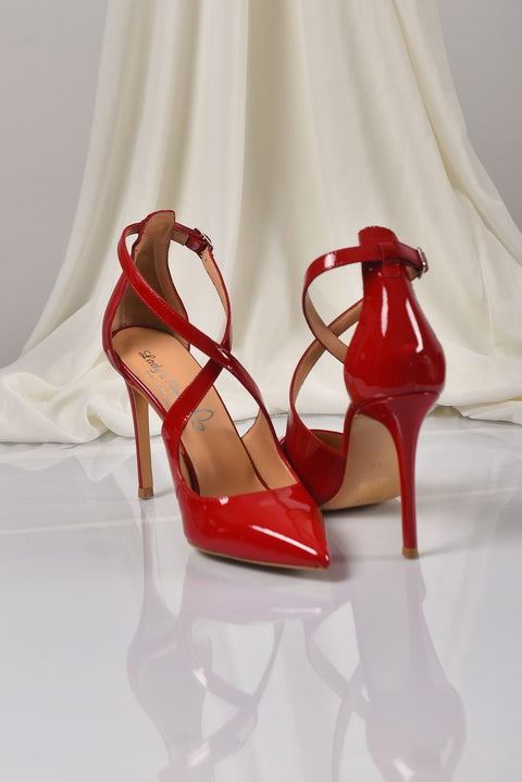 Pantofi Stiletto Roșu Lăcuit